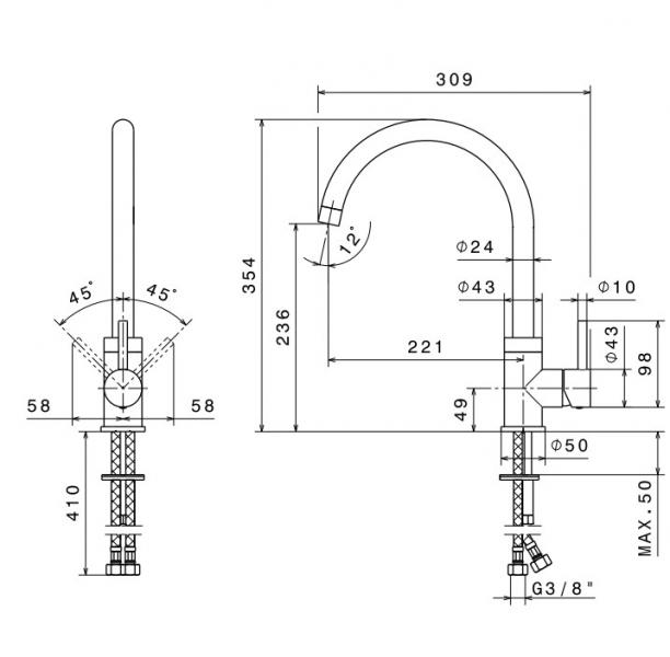 Cass&oslash;e Newform X-Trend round k&oslash;kkenarmatur - Antracit