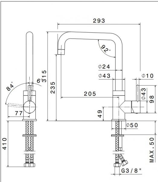 Cass&oslash;e Newform X-Trend k&oslash;kkenarmatur - B&oslash;rstet krom