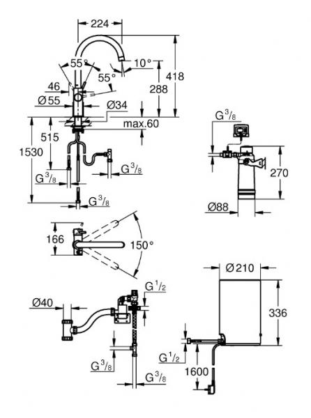 Grohe Red II Duo køkkenbatteri m/3L vandvarmer og C-tud - Børstet hard graphite Grohe Red II Duo køkkenbatteri m/3L vandvarmer og C-tud - Børstet hard graphite