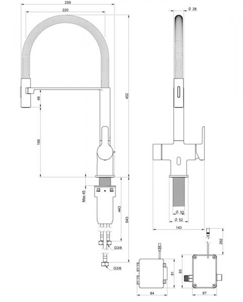 Gustavsberg Estetic Duo Semi-prof k&oslash;kkenarmatur m/udtr&aelig;k, sensor og koldstart - Krom