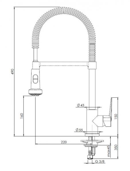 Nobili Mood køkkenarmatur m/C-tud og udtræksbruser Nobili Mood køkkenarmatur m/C-tud og udtræksbruser
