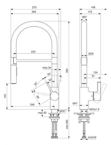 Ideal Standard Gusto semi-pro køkkenarmatur - Krom Ideal Standard Gusto semi-pro køkkenarmatur - Krom