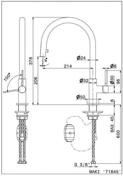 Cassøe Newform Maki køkkenarmatur m/udtræk - Mat sort Cassøe Newform Maki køkkenarmatur m/udtræk - Mat sort