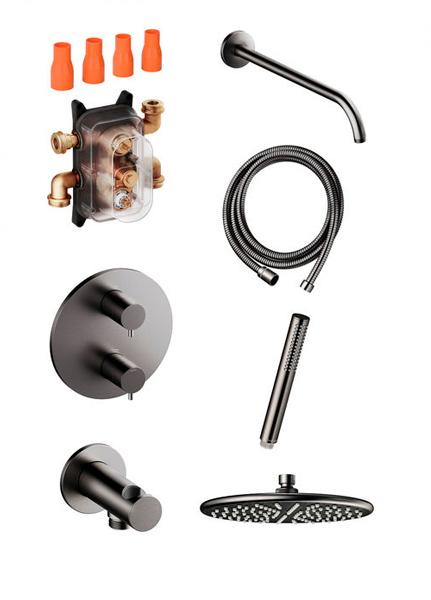 Damixa Silhouet komplet brusesystem til indbygning - Børstet grafitgrå Damixa Silhouet komplet brusesystem til indbygning - Børstet grafitgrå