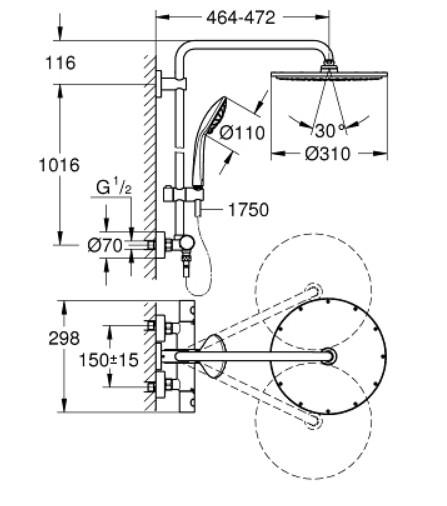 Grohe Euphoria XXL 310 brusesystem - Steel Grohe Euphoria XXL 310 brusesystem - Steel