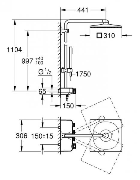 Grohe Euphoria SmartControl 310 Cube Duo Brusesystem - Steel Grohe Euphoria SmartControl 310 Cube Duo Brusesystem - Steel