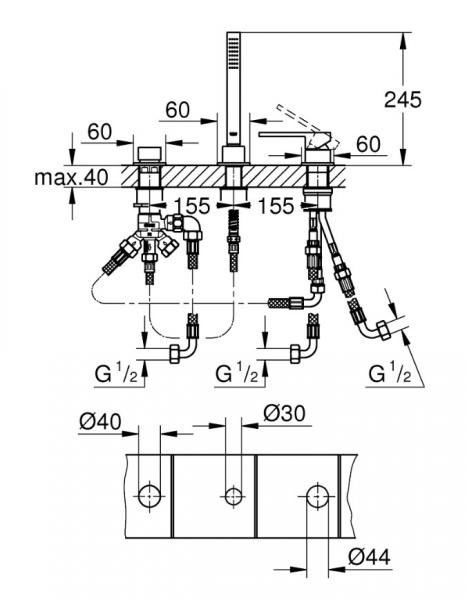 Grohe Plus 3-hulsarmatur til kar - Krom Grohe Plus 3-hulsarmatur til kar - Krom