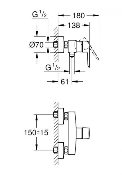 Grohe Start komplet brusesystem m/Vitalio h&aring;ndbruser - Mat sort