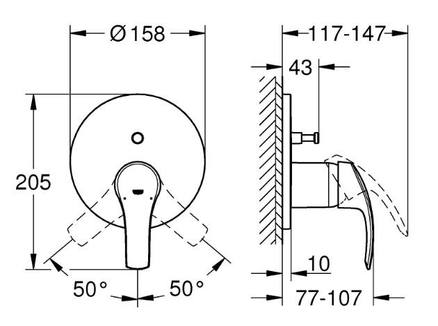 Grohe Eurosmart etgrebs blandingsbatteri u/termostat med omskifter Grohe Eurosmart etgrebs blandingsbatteri u/termostat med omskifter