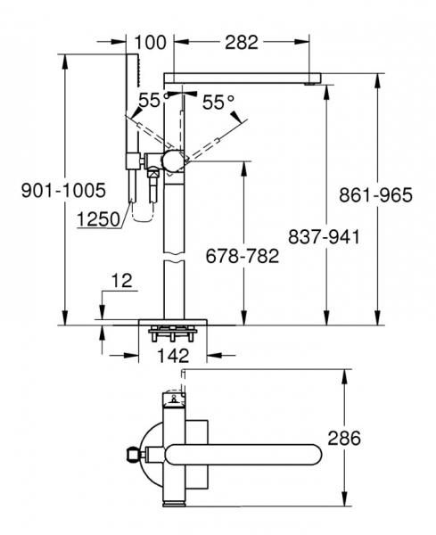 Grohe Plus fritst&aring;ende badekararmatur - Krom