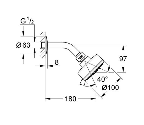 Grohe Tempesta Cosmopolitan 100 III hovedbruser - Krom