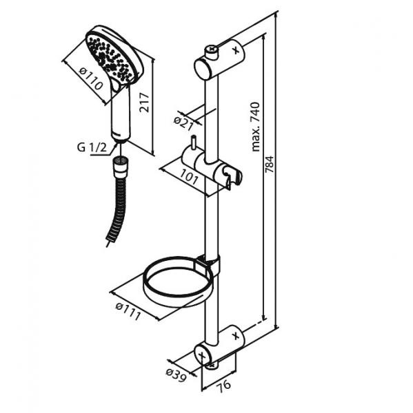 Damixa Silhouet Flex bruses&aelig;t - B&oslash;rstet grafitgr&aring;
