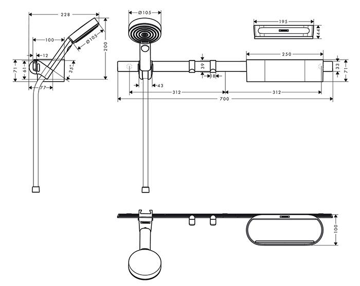 Hansgrohe WallStoris pakke inkl. h&aring;ndbruser - Mat hvid