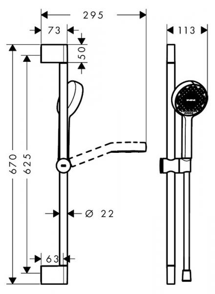 hansgrohe Activera S 95 bruses&aelig;t 1jet m/EcoSmart 65 cm - Krom