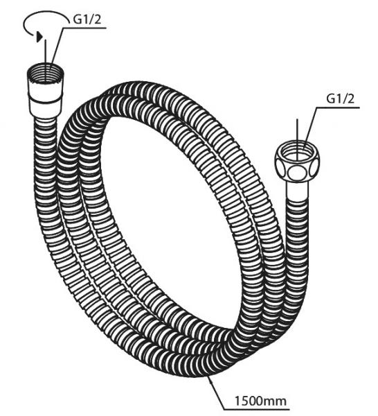 Damixa Metal bruserslange - 1500 mm - B&oslash;rstet kobber