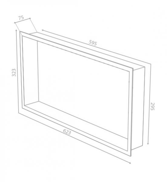Damixa Zen badev&aelig;relseshylde til indbygning - Rektangul&aelig;r - Steel