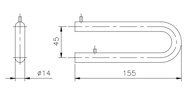 d line hyldebeslag &Oslash;14 x 120 mm - B&oslash;rstet rustfrit st&aring;l