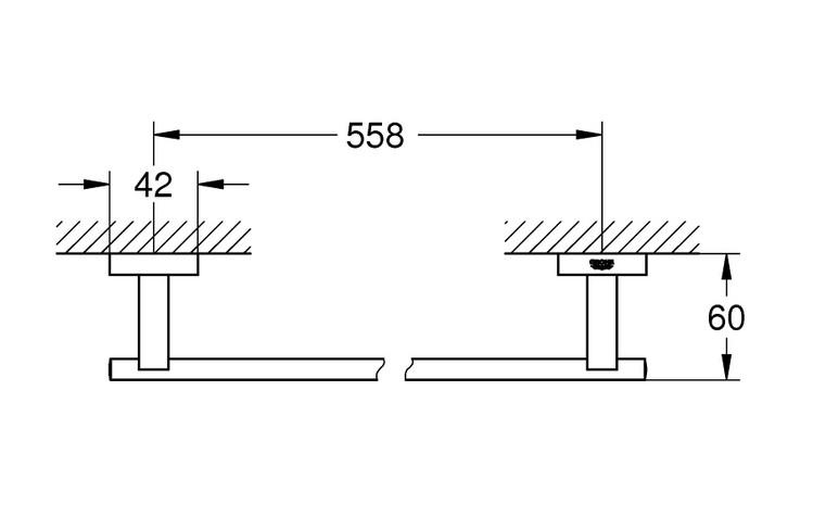 Grohe Essentials Cube håndklædestang 600 mm - Supersteel Grohe Essentials Cube håndklædestang 600 mm - Supersteel