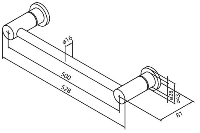 Damixa Silhouet h&aring;ndkl&aelig;destang - 500 mm - Poleret messing