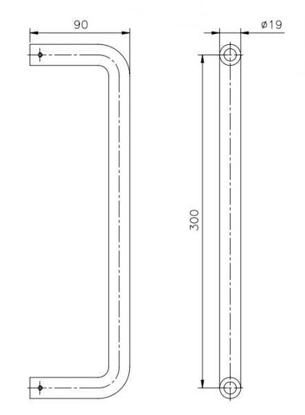 d line h&aring;ndkl&aelig;destang 300mm - B&oslash;rstet rustfrit st&aring;l
