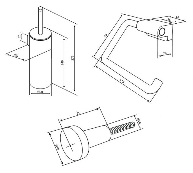 Damixa Zen tilbeh&oslash;rspakke til badev&aelig;relset - B&oslash;rstet messing