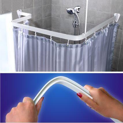 Van Der P b&oslash;jelig badeforh&aelig;ngsstang 2 meter - Hvid