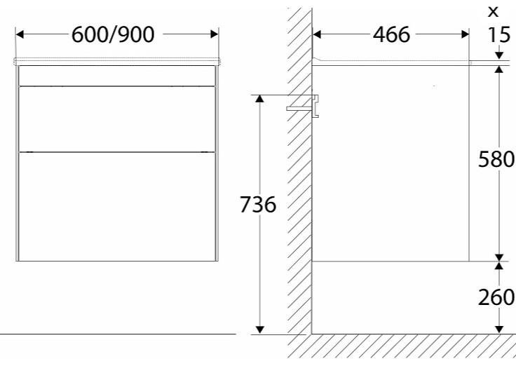 If&ouml; Sense m&oslash;belpakke 60 m/skuffer - Hvid