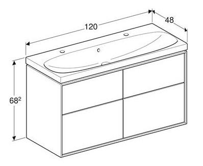 If&ouml; Sense Art 120 m&oslash;bels&aelig;t m/4 skuffer og dobbeltvask - Mat hvid