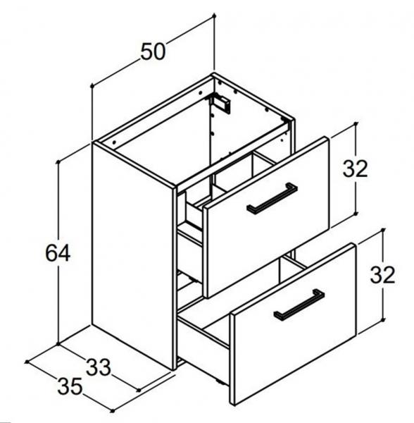 Dansani Mido+ 51 MINI m&oslash;belpakke m/Amber vask og skuffer - Mat hvid