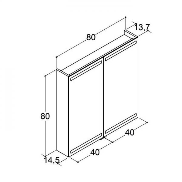 Dansani Level spejlskab 80 m/lys, lysstyring og tr&aelig;bakker - Sort eg