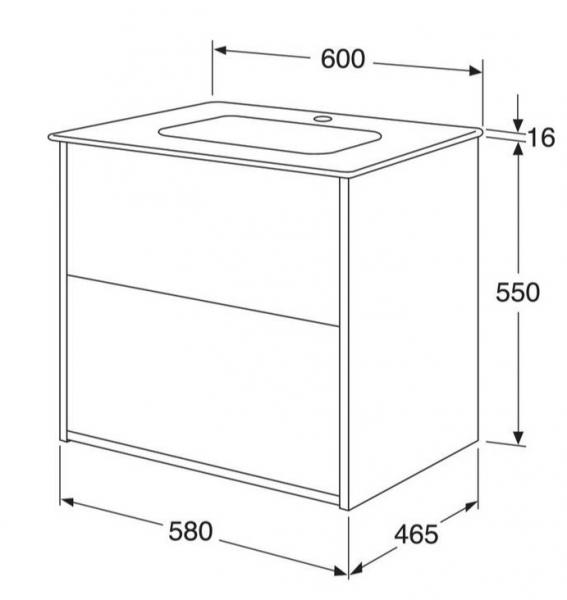 Gustavsberg Artic 60 m&oslash;bels&aelig;t m/sort vask - Askegr&aring;