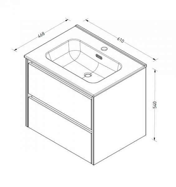 Sanibell Proline 60 m&oslash;bels&aelig;t m/2 skuffer - Sort eg