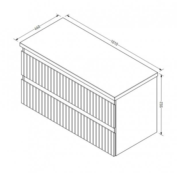 Sanibell Proline 101 underskab m/bordplade, lameller og skuffer - Mat hvid