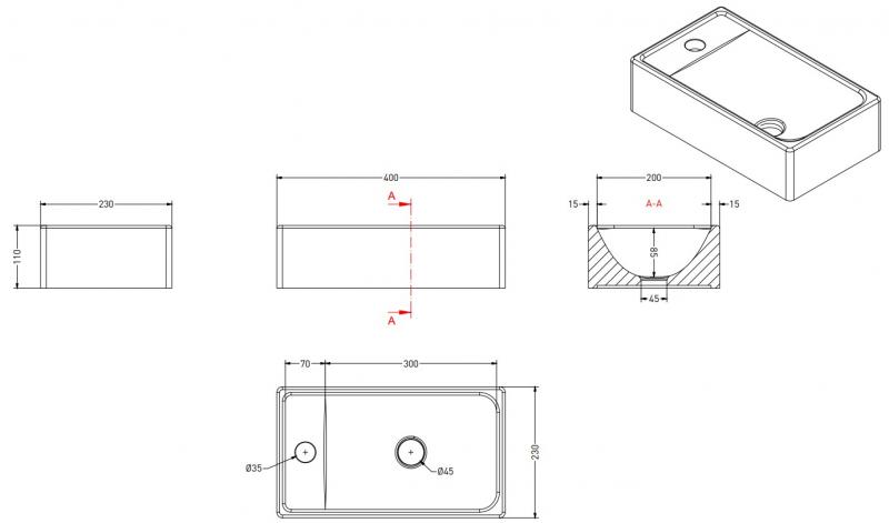 Sanibell Proline 40 håndvask t/væg eller møbel - 1 hanehul til venstre Sanibell Proline 40 håndvask t/væg eller møbel - 1 hanehul til venstre