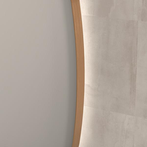 Sanibell Ink SP30 superellipse spejl m/backlight, varme og sensor 100 x 100 cm - B&oslash;rstet kobber