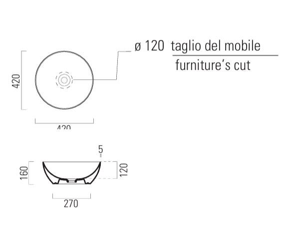 GSI Pura 42 fritstående bowlevask - Uden hanehul - Cenere GSI Pura 42 fritstående bowlevask - Uden hanehul - Cenere