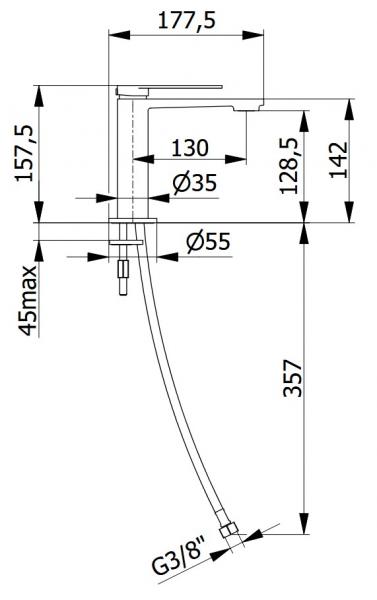 Cassøe Edge håndvaskarmatur m/pop-up bundventil - Poleret messing Cassøe Edge håndvaskarmatur m/pop-up bundventil - Poleret messing