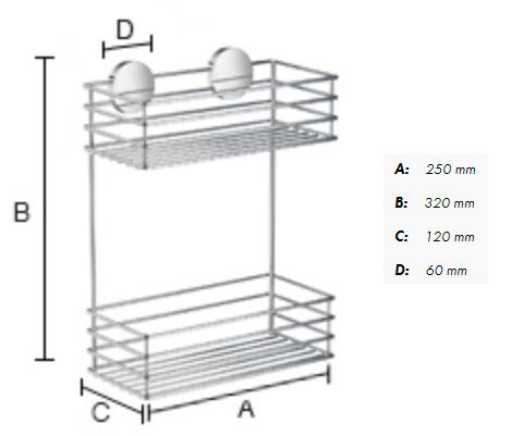 Beslagsboden selvkl&aelig;bende brusekurv - Dobbelt - Krom