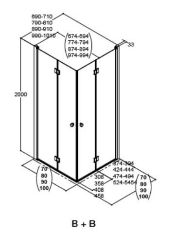 Dansani Match B+B bruseniche m/foldedøre - 80x80 cm - Klar glas/mat krom Dansani Match B+B bruseniche m/foldedøre - 80x80 cm - Klar glas/mat krom
