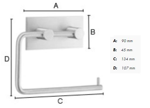 Beslagsboden selvkl&aelig;bende toiletpapirholder - Firkantet - Mat sort