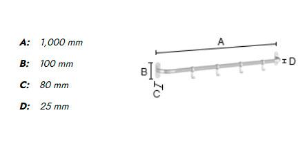 Beslagsboden knagerække m/4 knager - 1000 mm - Træ/mat sort Beslagsboden knagerække m/4 knager - 1000 mm - Træ/mat sort