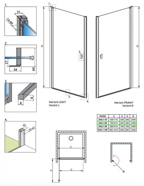 Str&oslash;mberg Noma 20 niched&oslash;r 800mm - H&oslash;jre - Mat sort