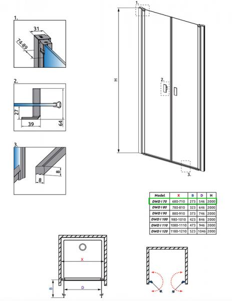 Strømberg Noma 30 dobbelt svingdør 700mm - Steel Strømberg Noma 30 dobbelt svingdør 700mm - Steel
