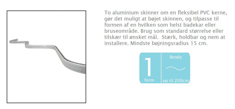Hefe Bendy forhængsstang - Sølvgrå Hefe Bendy forhængsstang - Sølvgrå