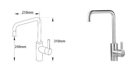 Cass&oslash;e K5 k&oslash;kkenarmatur - B&oslash;rstet rustfrit st&aring;l