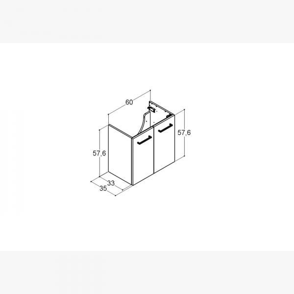 Outlet - Dansani Mido+ 60 underskab m/låger - Grå mat Outlet - Dansani Mido+ 60 underskab m/låger - Grå mat