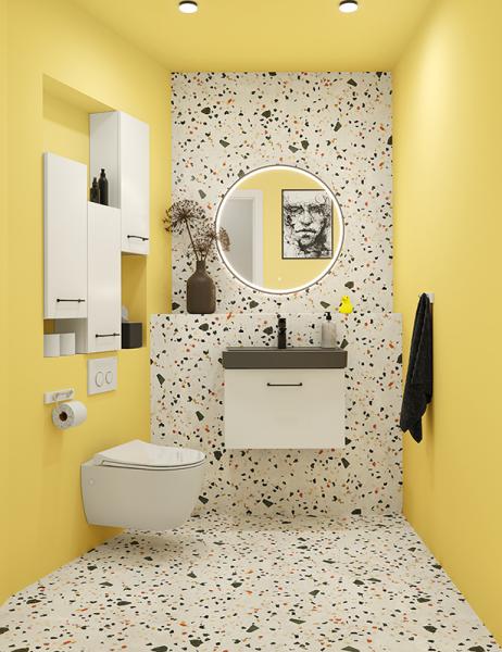 Dansani Mido+ 60 m&oslash;bels&aelig;t m/Capella h&aring;ndvask i antracit - Hvid mat