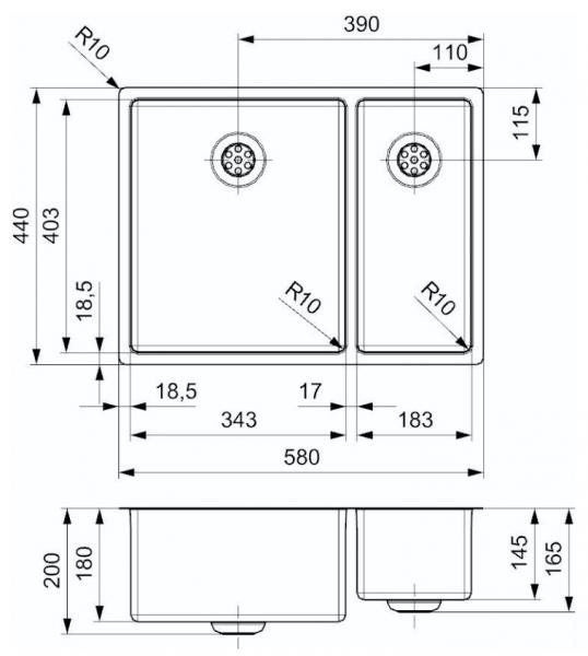 Lavabo New York 34+18 k&oslash;kkenvask