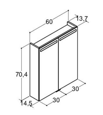 Dansani Mido+ Top spejlskab 60 - Mat lyseblå Dansani Mido+ Top spejlskab 60 - Mat lyseblå
