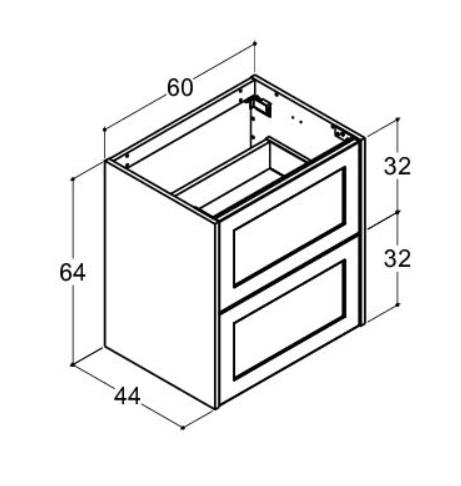 Dansani Luna Classic 60 sideskab m/skuffer og rammefront - Valgfri farve Dansani Luna Classic 60 sideskab m/skuffer og rammefront - Valgfri farve
